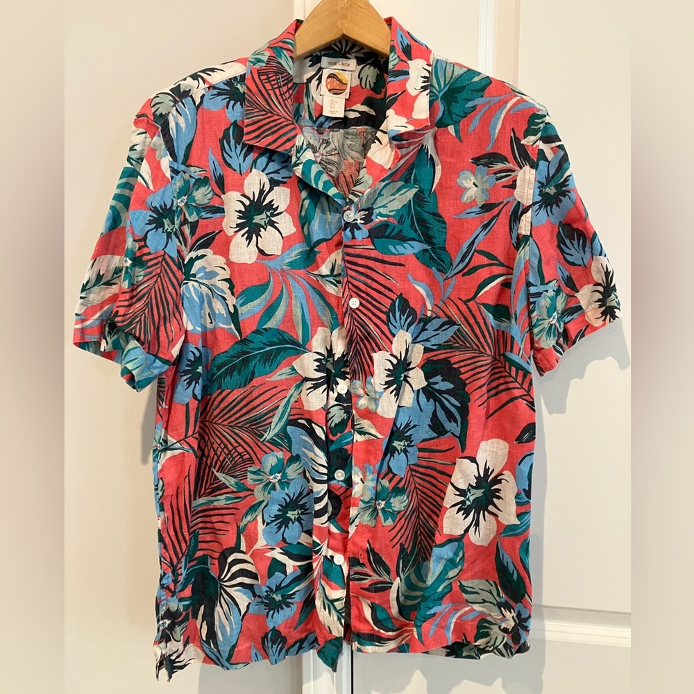 C&C California Linen S/S Tropical Shirt Large multicolor